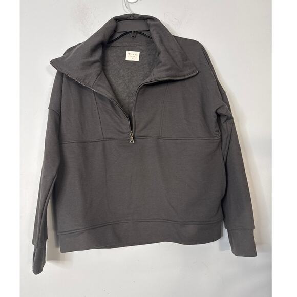 Wilo The Label Gray Oversized half Zip Front Sweatshirt Small Cotton Blend - Picture 2 of 6